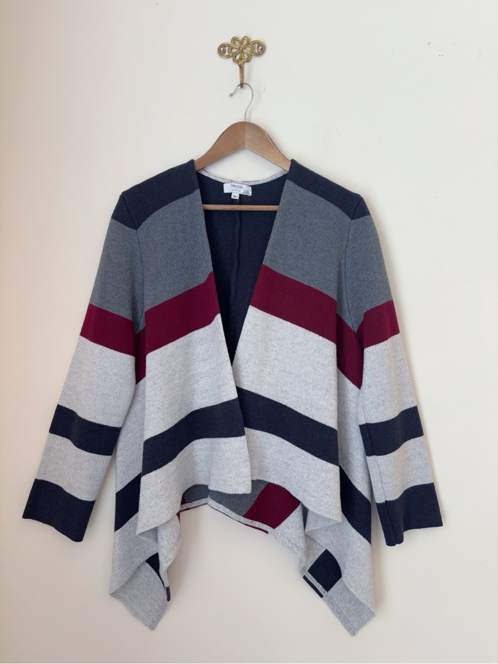 Thakoon Striped Front Drape Cardigan Medium